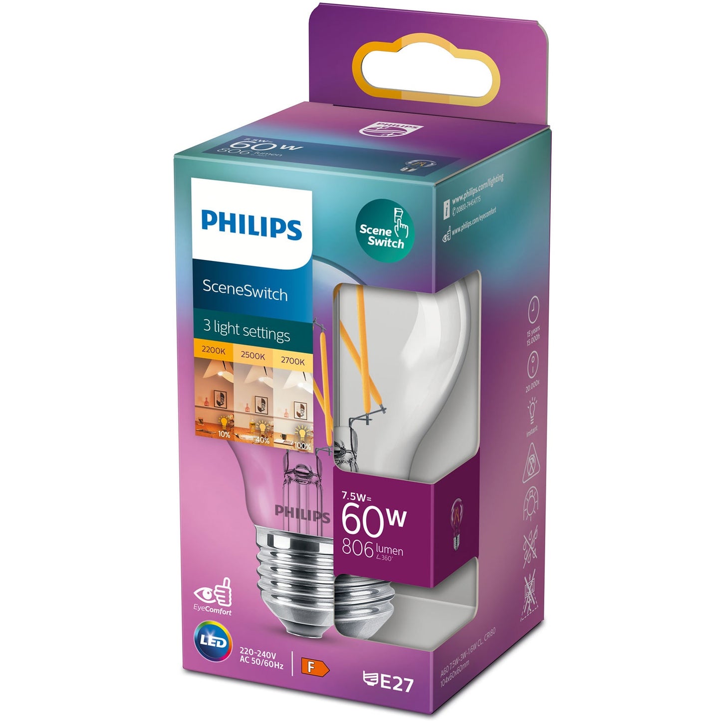 LED SceneSwitch E27 Normal 60-30-16W Clear