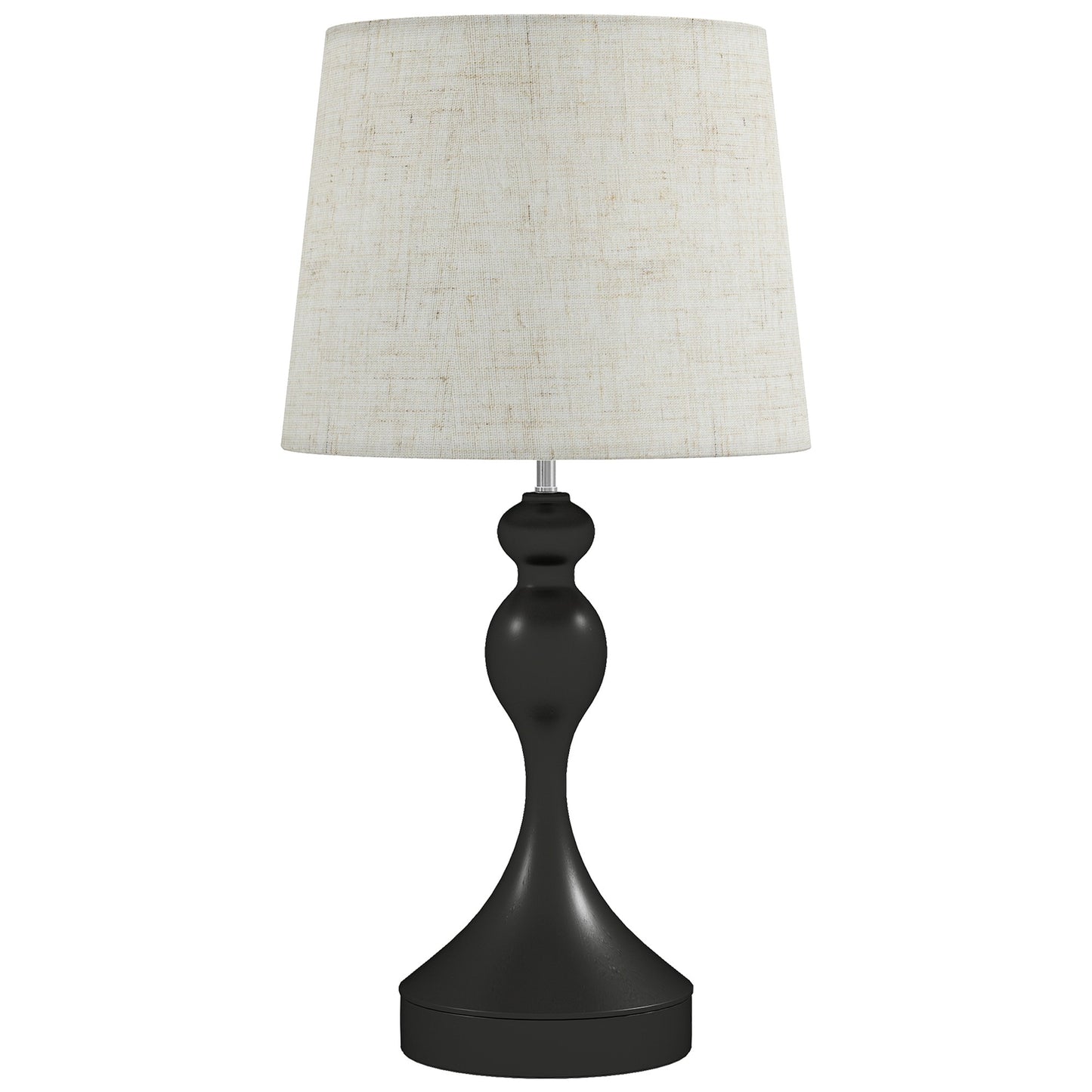 LED Table Lamp with 3 Color Temps, USB A+C Ports, Black Linen Shade