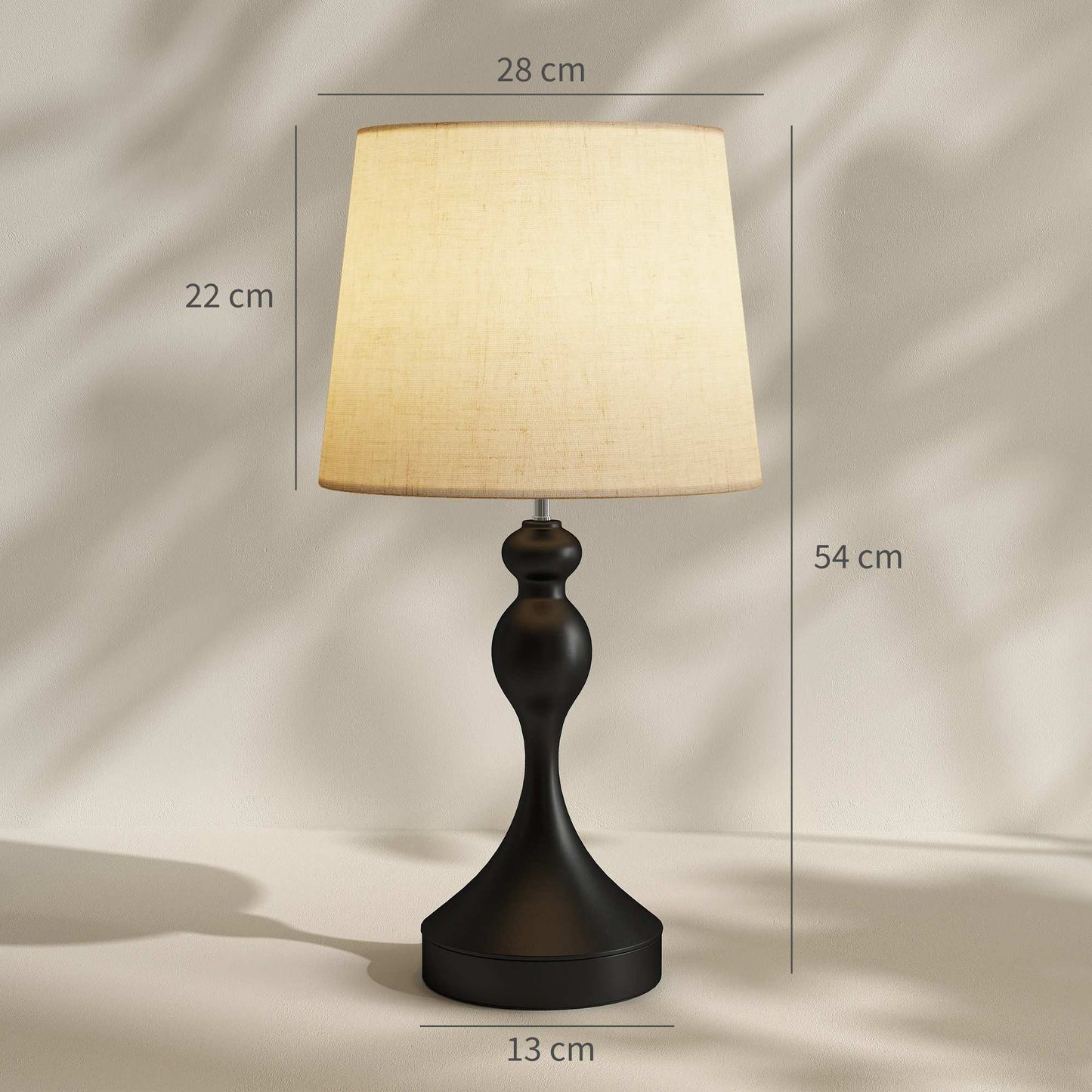 LED Table Lamp with 3 Color Temps, USB A+C Ports, Black Linen Shade
