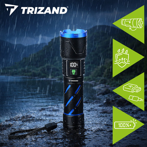 LED Tactical Flashlight 800lm, Rechargeable, Waterproof