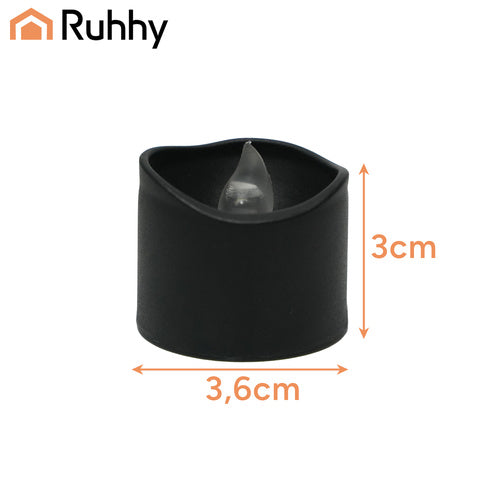 LED Tealight Candles, Black, 12 Pack, 3.6 cm, Battery Included