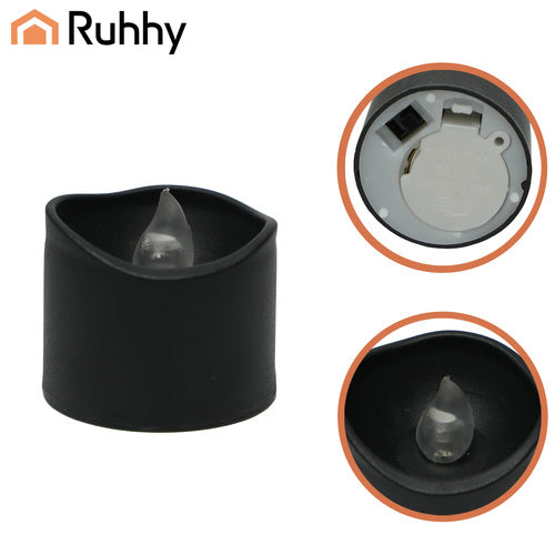 LED Tealight Candles, Black, 12 Pack, 3.6 cm, Battery Included
