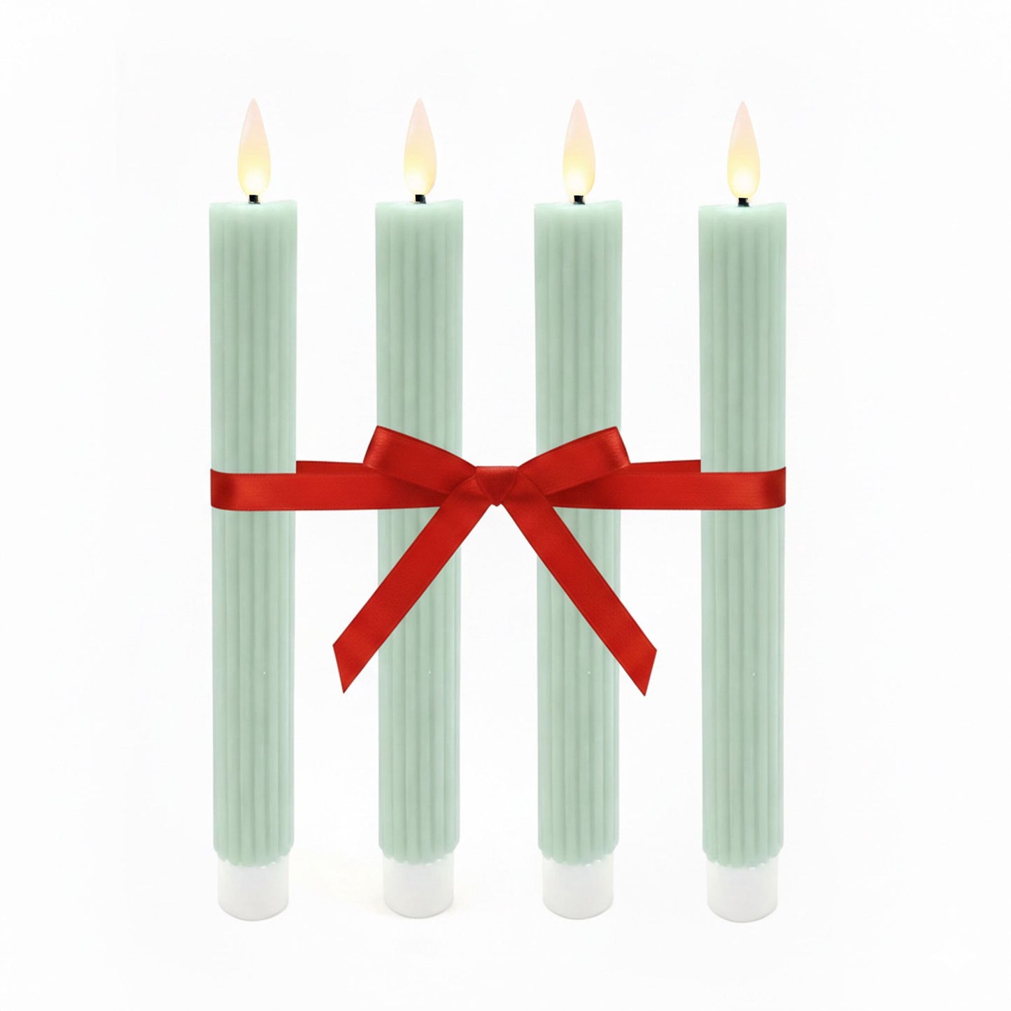LED Wax Taper Candles, Set of 4, Flameless with Timer