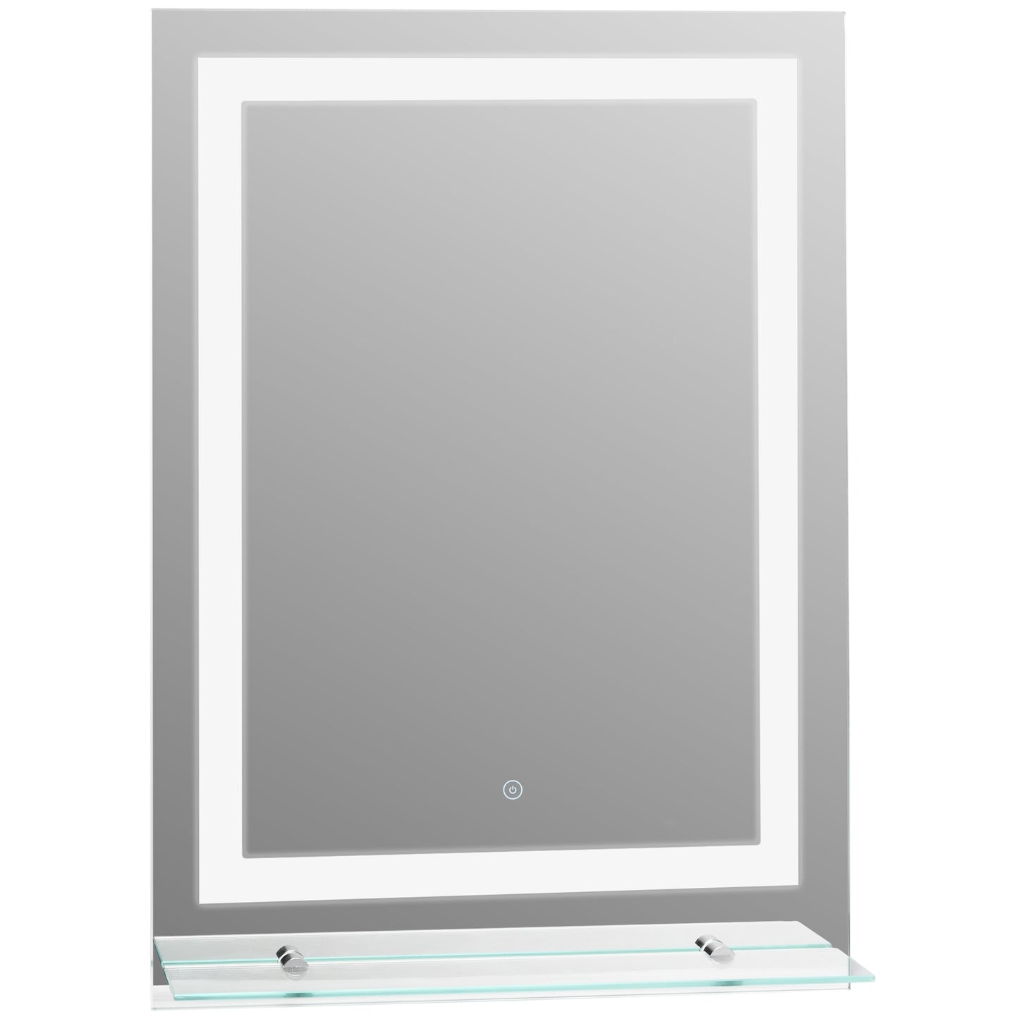 LED Bathroom mirror, 22W, Illuminated with glass shelf, 70x50cm