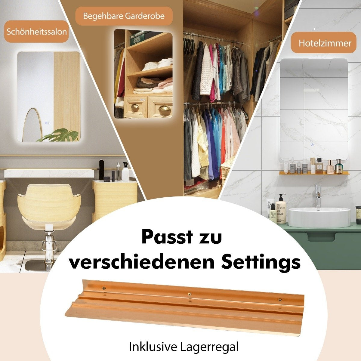 LED bathroom mirror with lighting & touch switch & memory function wall mirror 70 x 50 cm