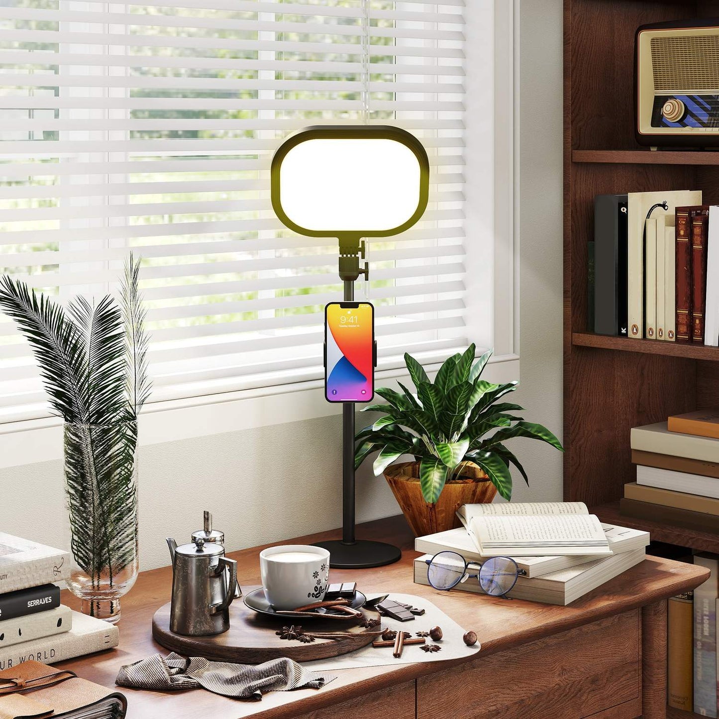 LED bedside lamp, 10 dimming levels, 5 colors, memory function, metal, black