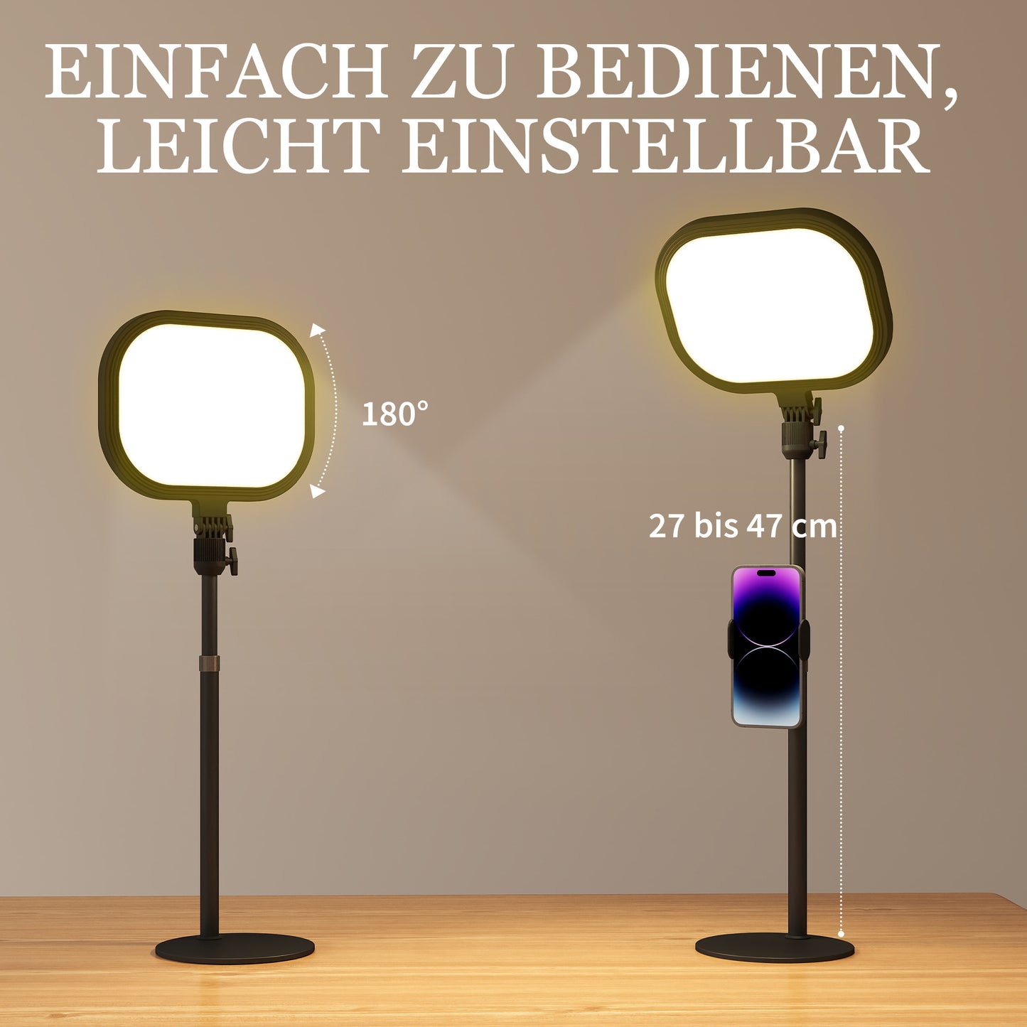 LED bedside lamp, 10 dimming levels, 5 colors, memory function, metal, black