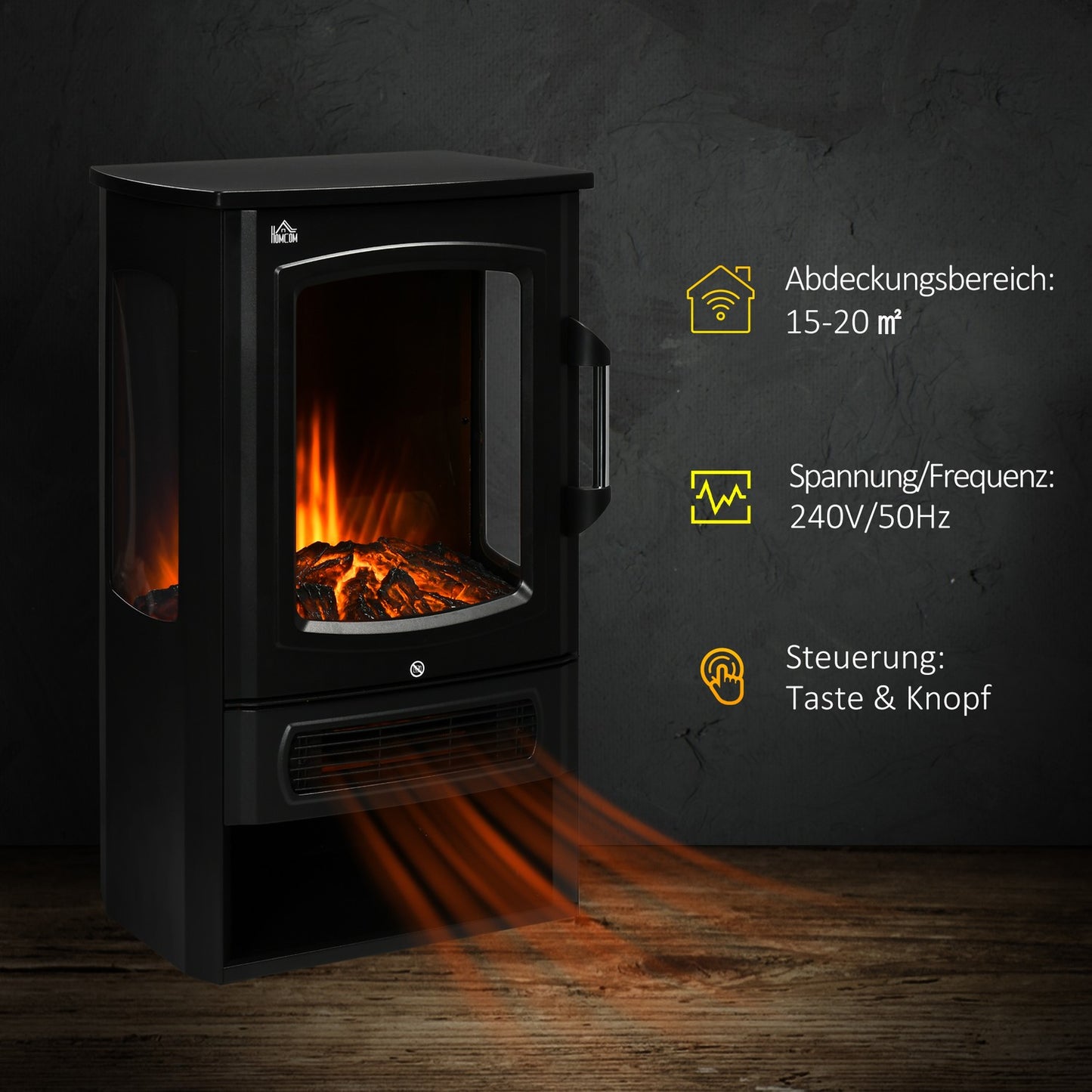 LED electric stove heater with Flame effect, 2 heat levels