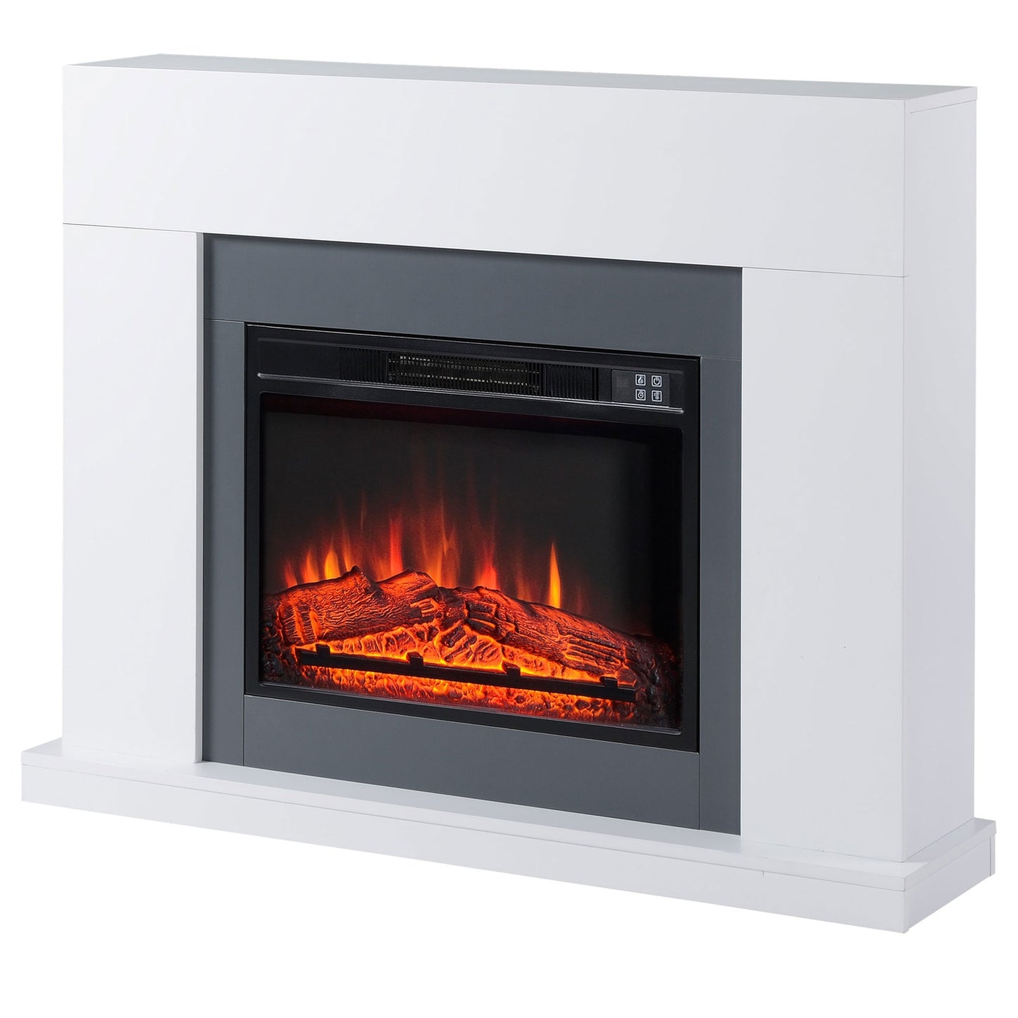 Freestanding LED Electric fireplace, Flame effect, MDF, White