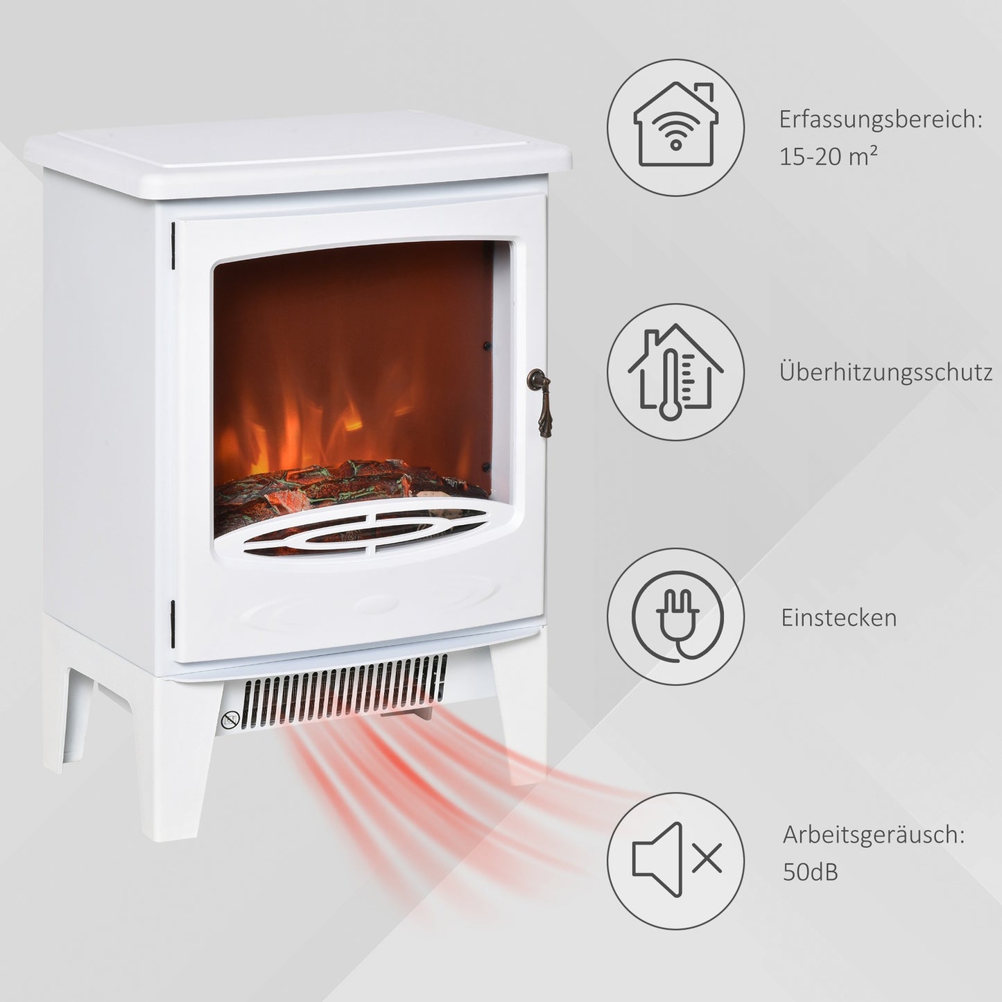 Freestanding LED electric stove, White, 900/1800W