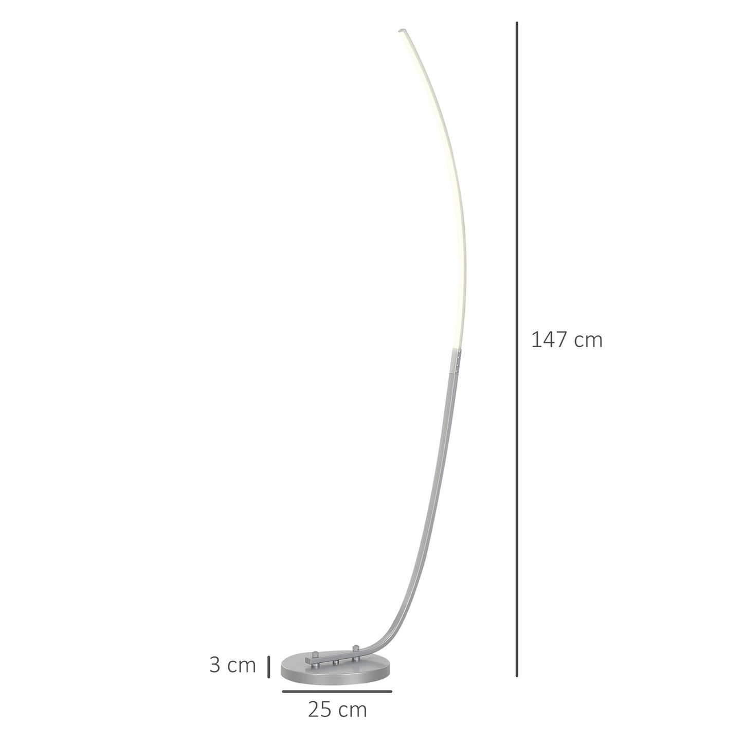 Dimmable silver floor lamp with adjustable brightness