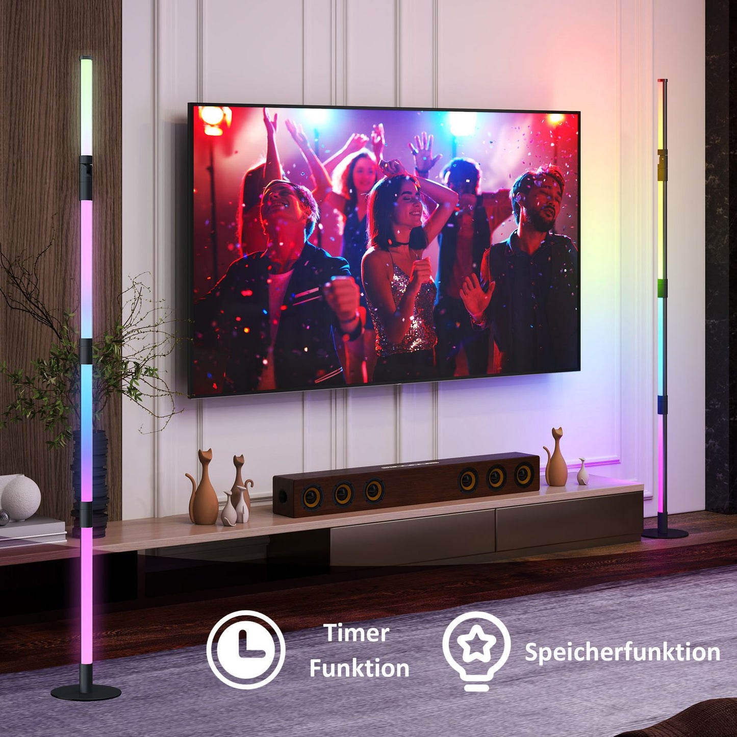 Dimmable LED floor lamp with remote control & app, dark grey