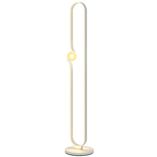 LED floor lamp, musical note design, glass shade, metal, plastic, white