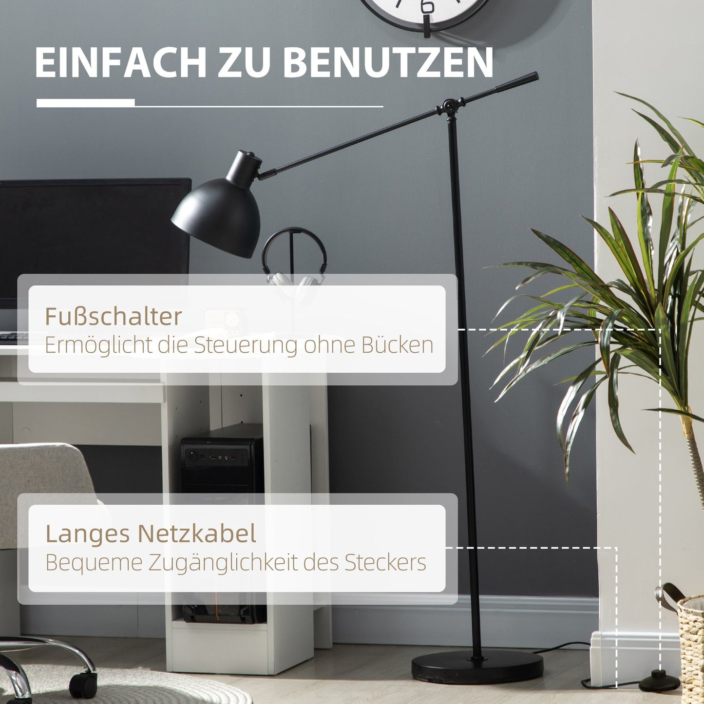 LED floor lamp with adjustable stand and dimmable light
