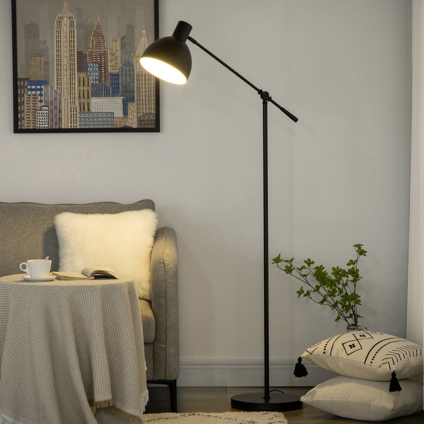 LED floor lamp with adjustable stand and dimmable light