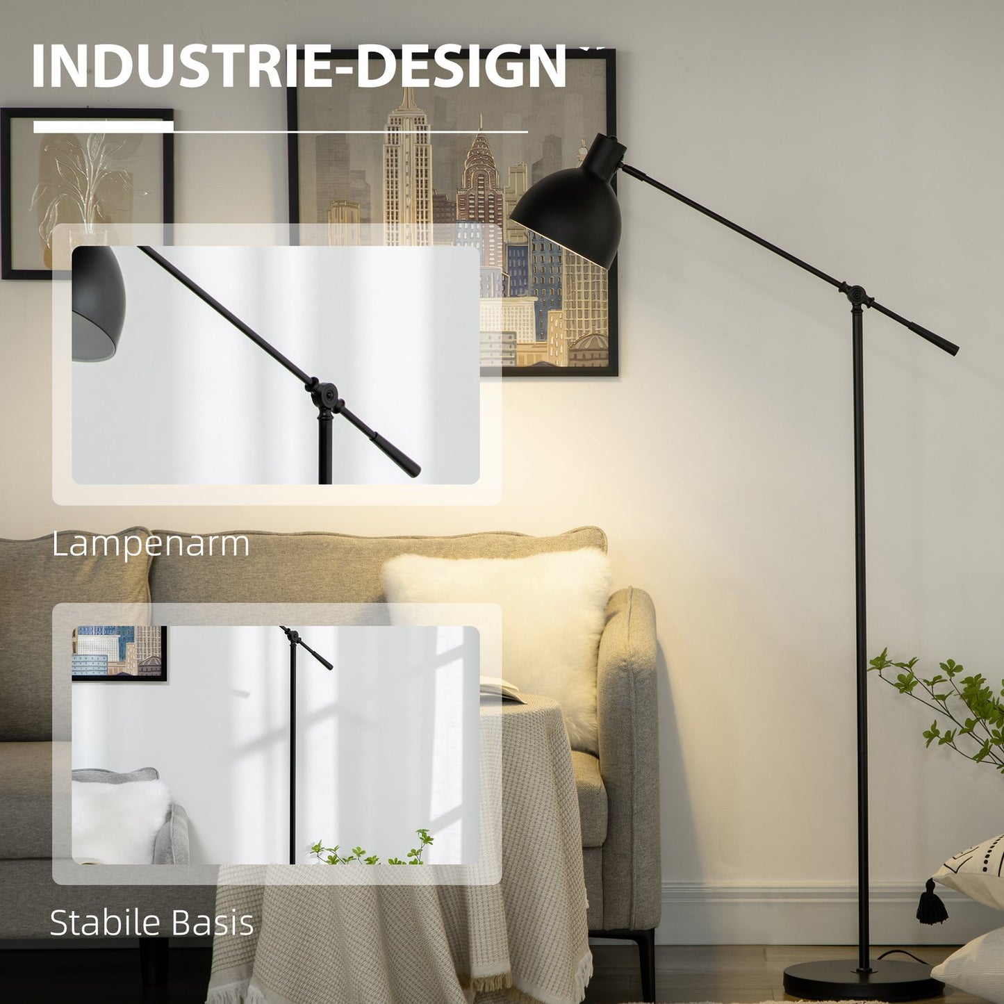 LED floor lamp with adjustable stand and dimmable light
