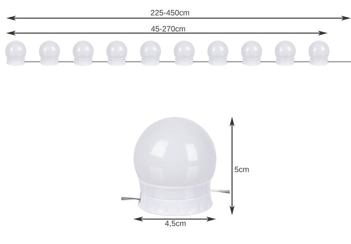 LED lamps for the mirror/dressing table - 10 pcs.