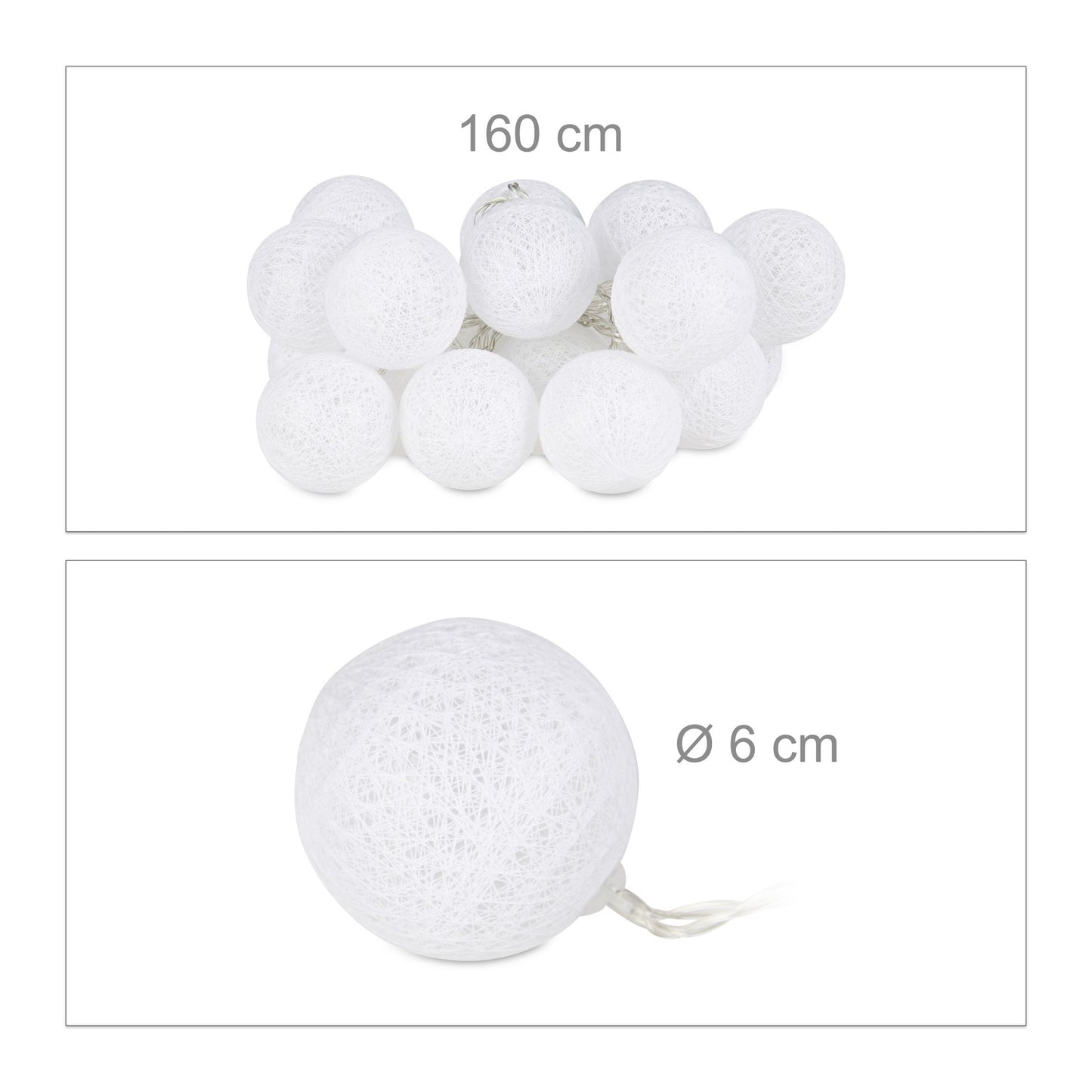 LED light chain with 20 balls