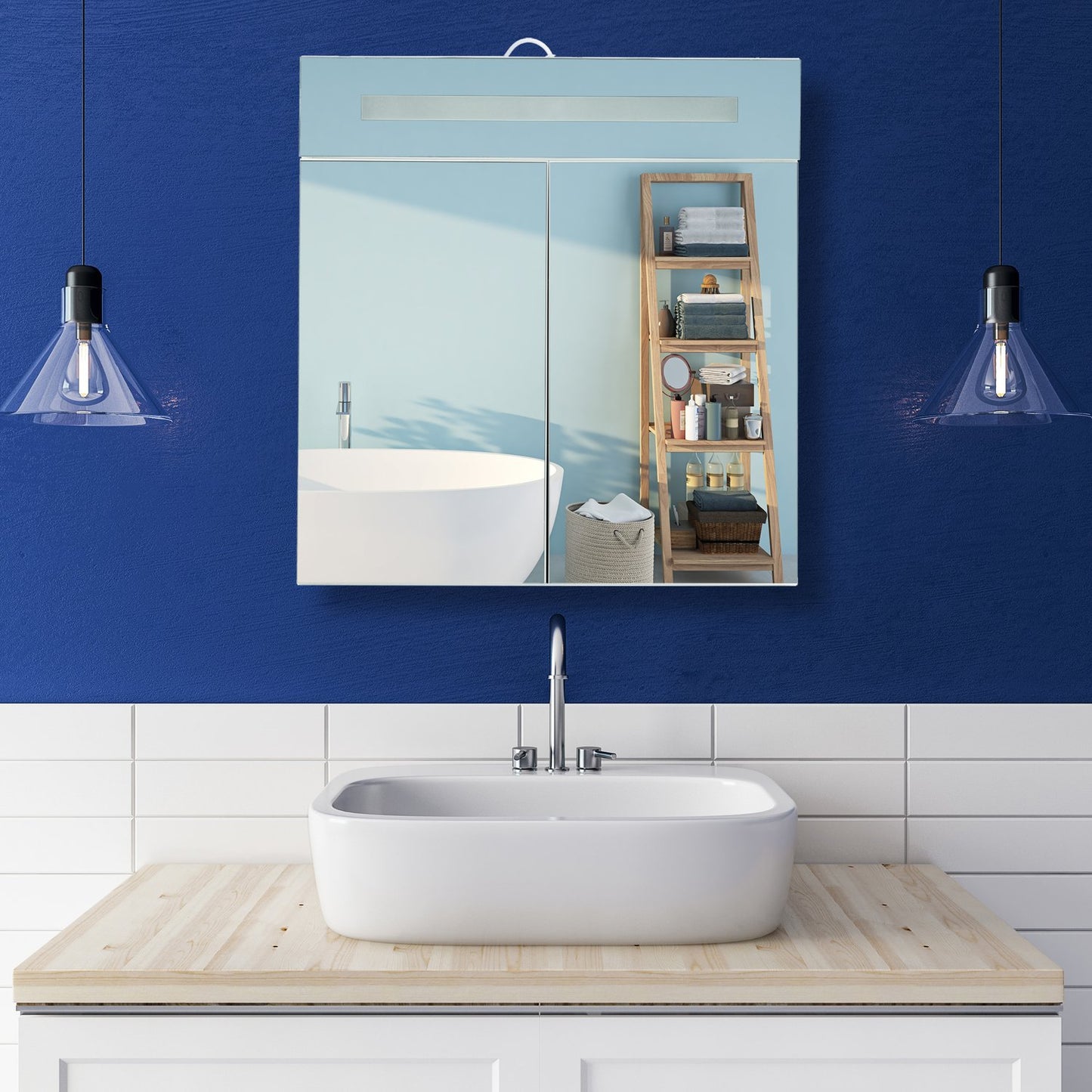 LED mirror cabinet with 2 doors