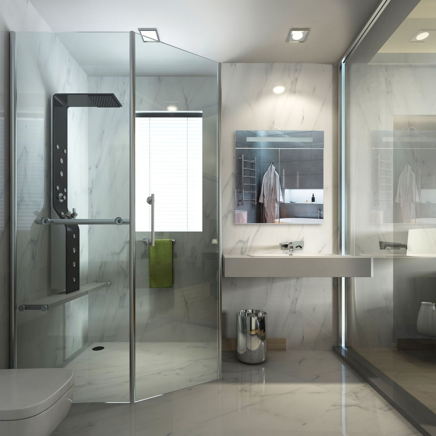 LED mirror cabinet with 2 doors