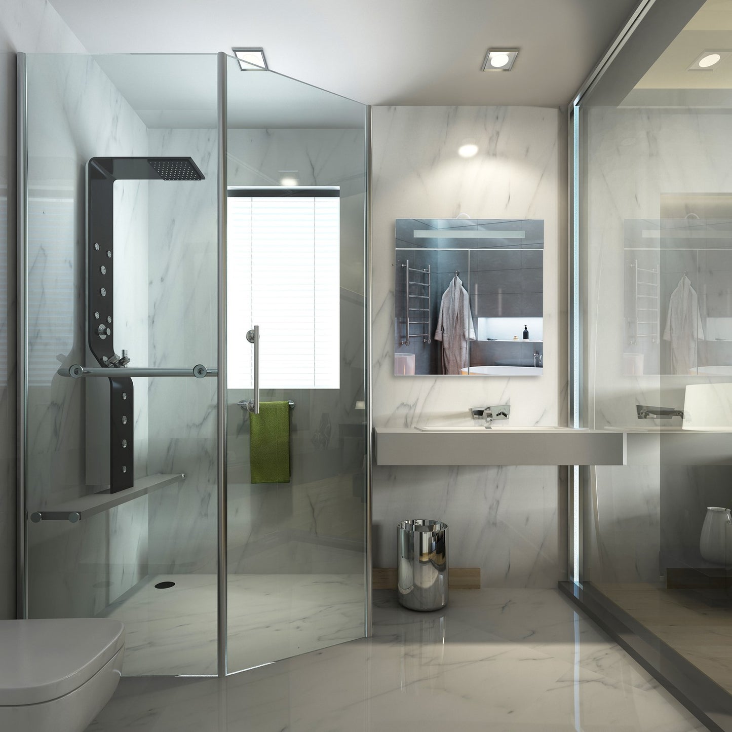 LED mirror cabinet with 2 doors