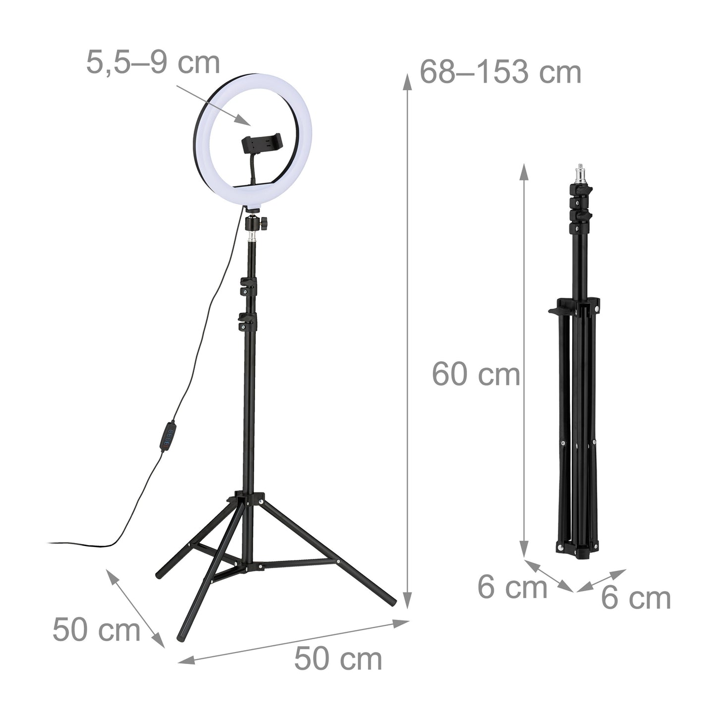 LED ring light with stand