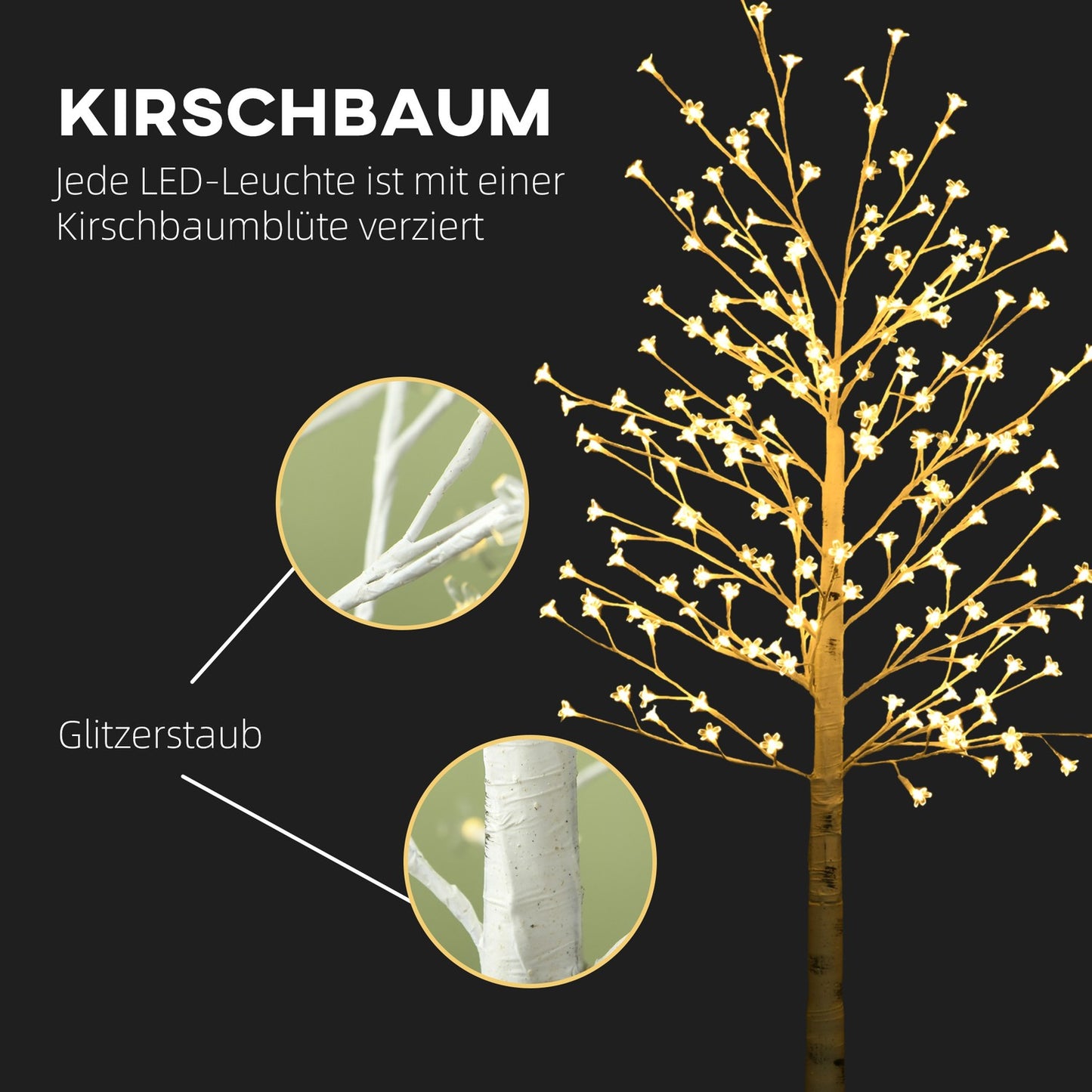 LED cherry tree, 180 LEDs, 3 brightness levels, 180 cm