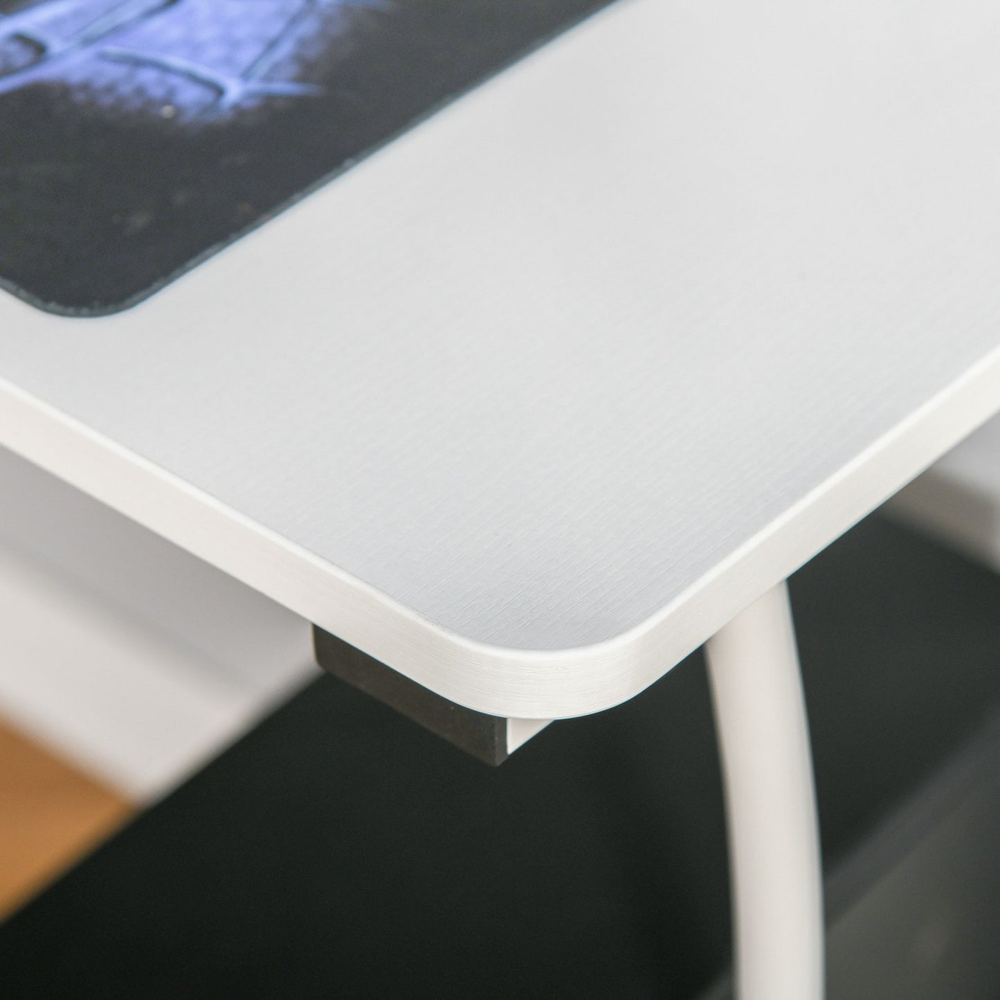 L-shaped desk with drawers, industrial metal, white
