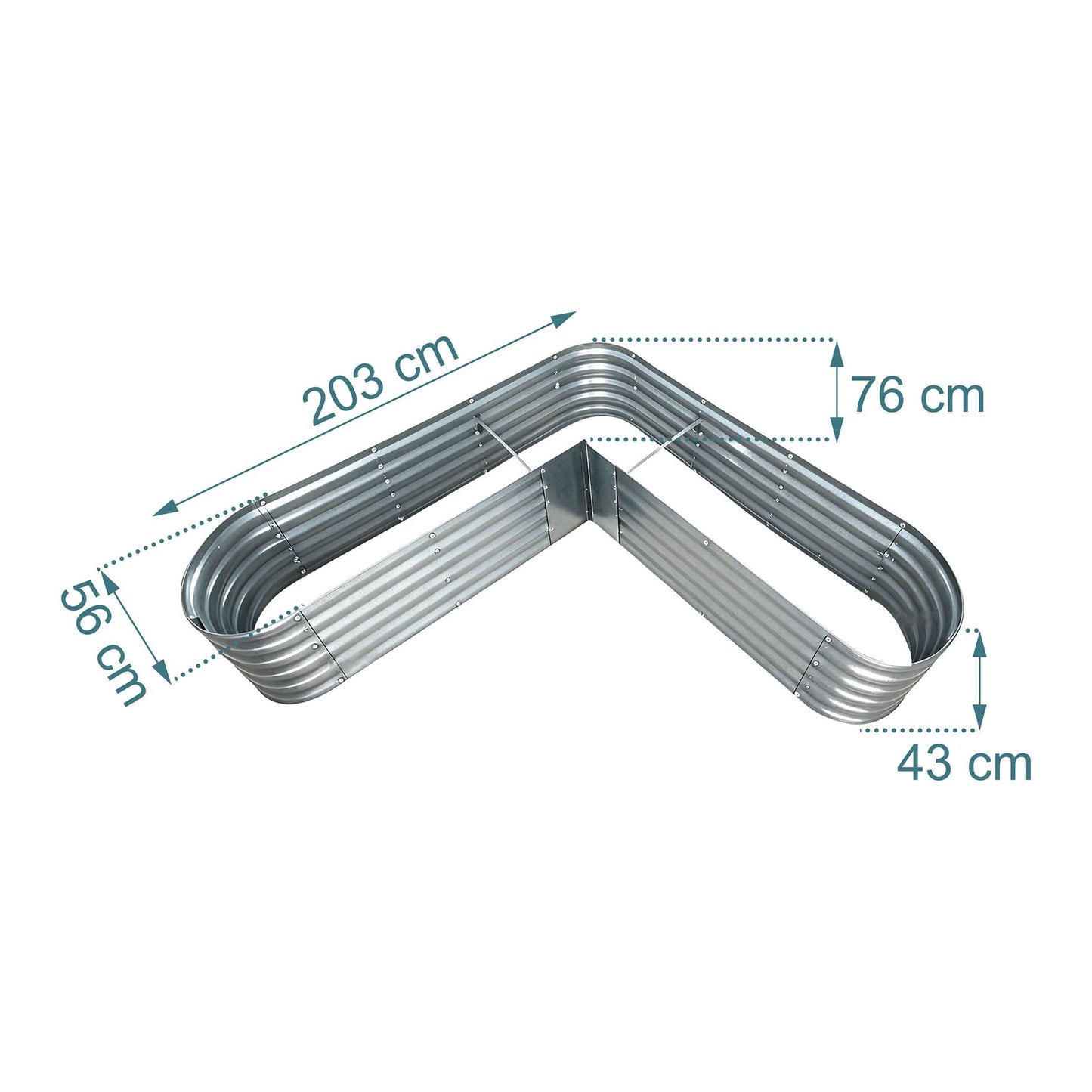 L-Shaped Metal Raised Garden Bed for Vegetables & Herbs
