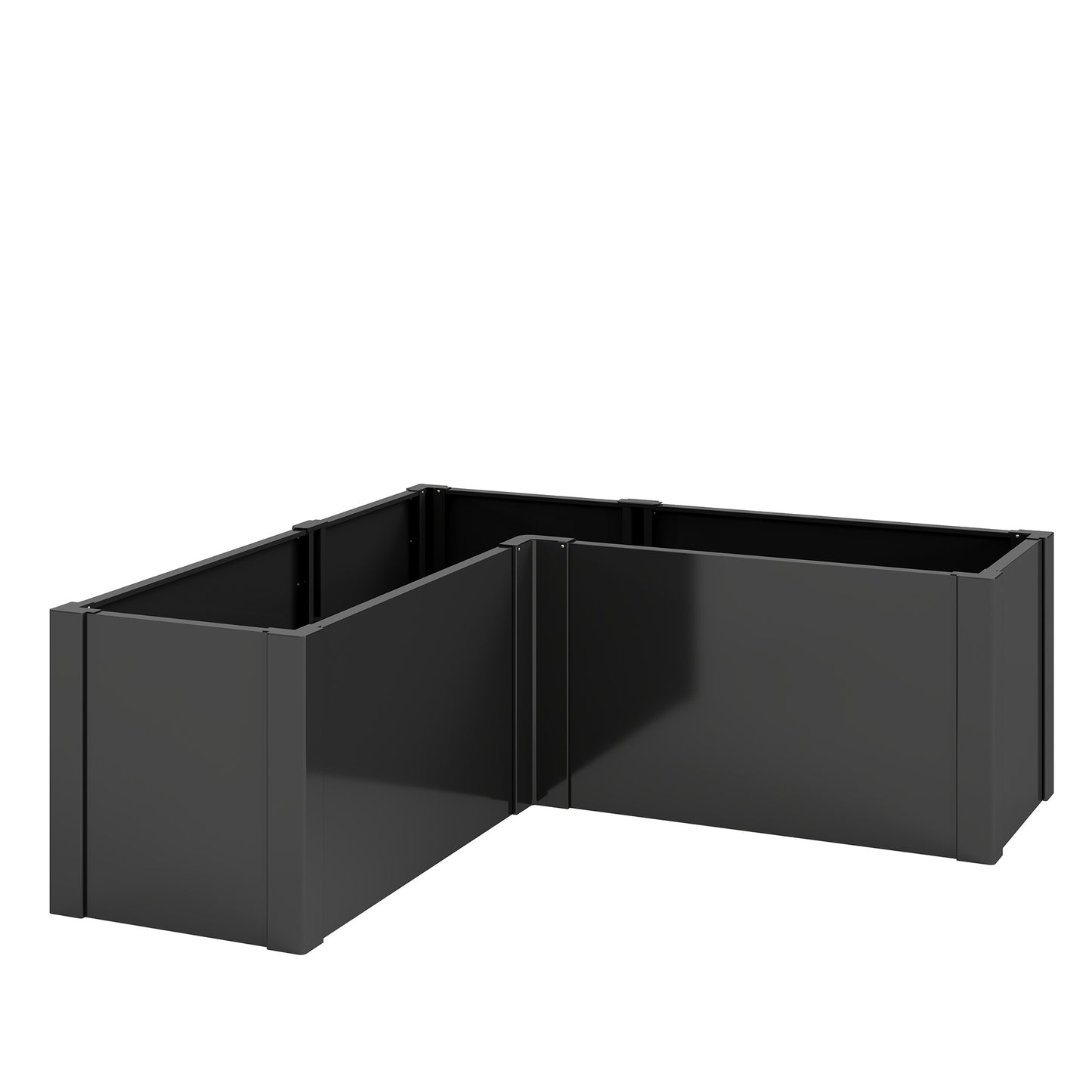 L-Shaped Raised Garden Bed, Galvanized Steel, 150x150x55 cm