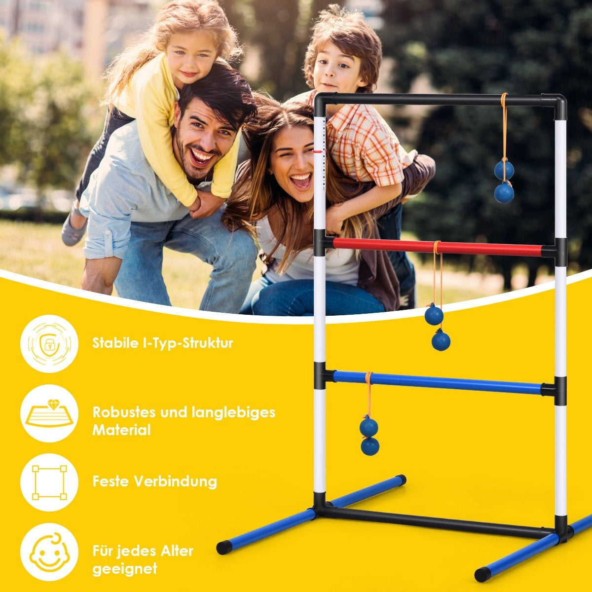 Ladder Golf Set for Indoor-Outdoor Play with 6 Balls