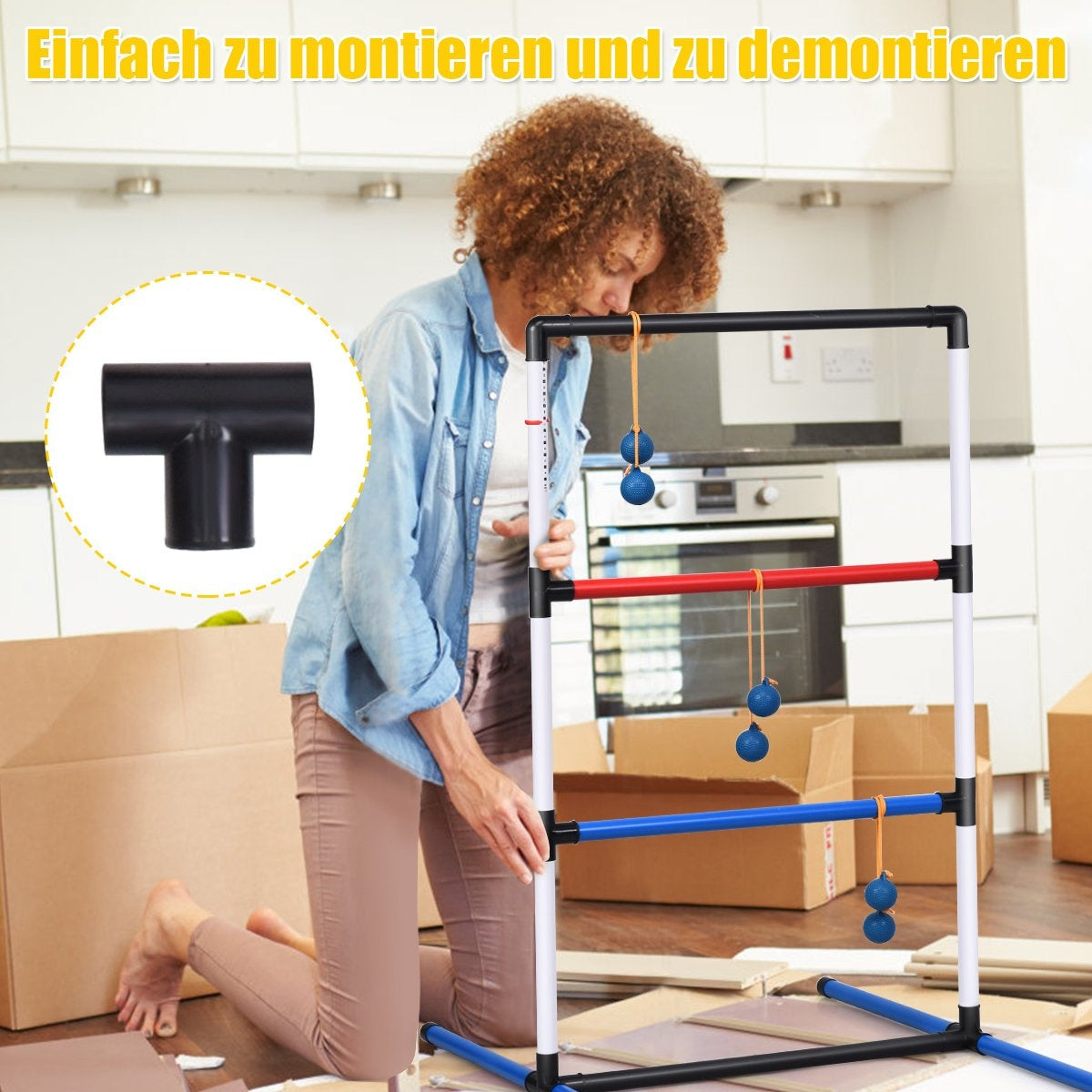Ladder Golf Set for Indoor-Outdoor Play with 6 Balls