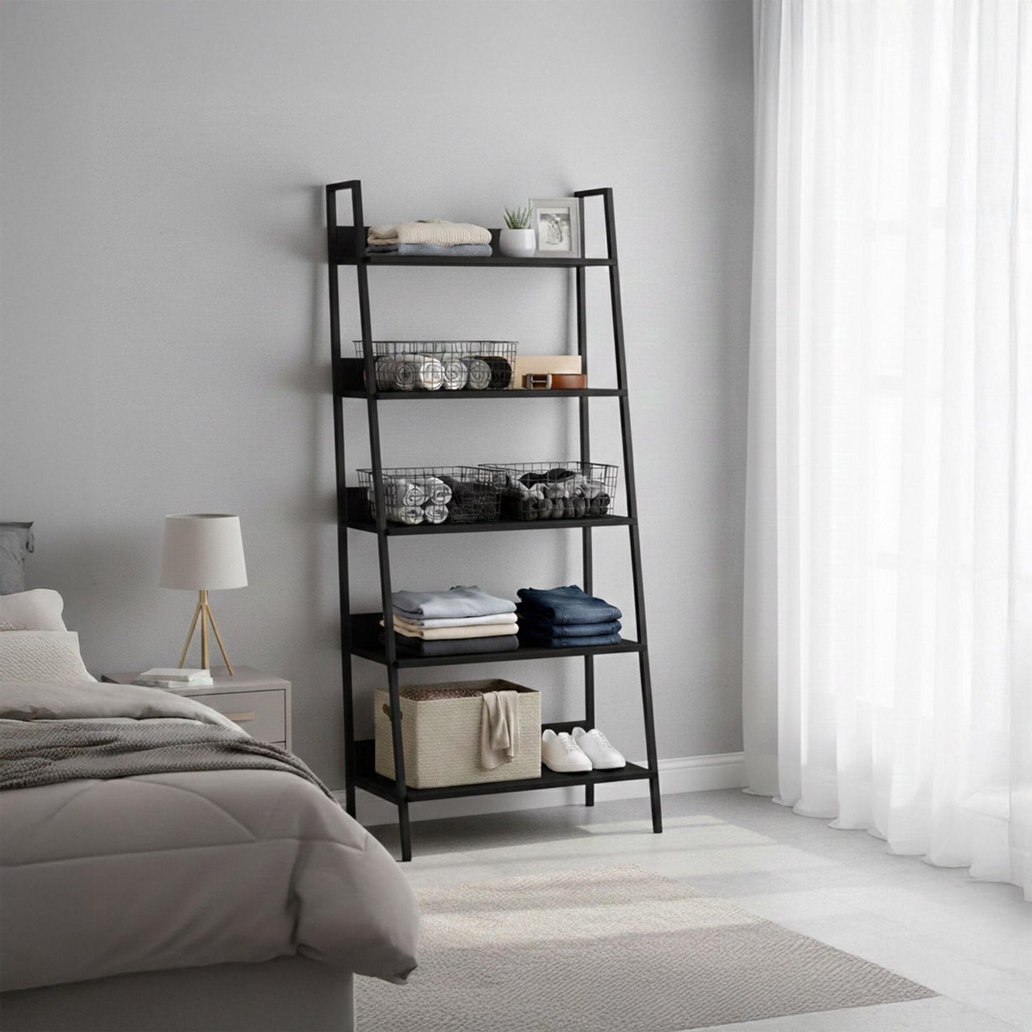 Ladder Shelf Unit, 5-Tier Storage for Home