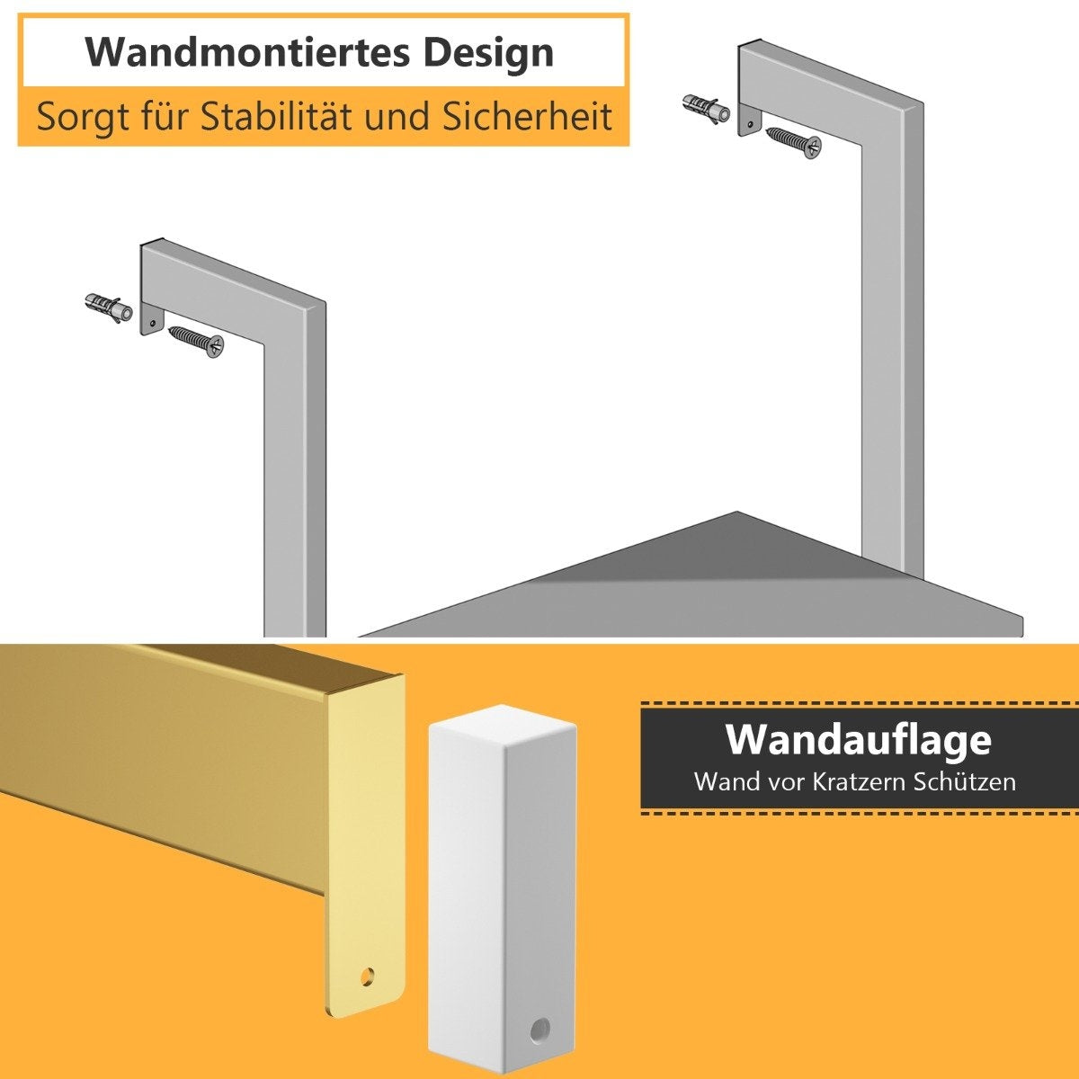 Ladder Shelf with 5 Levels & Metal Frame Standing Shelf Bookcase 61 x 30 x 183 cm Golden