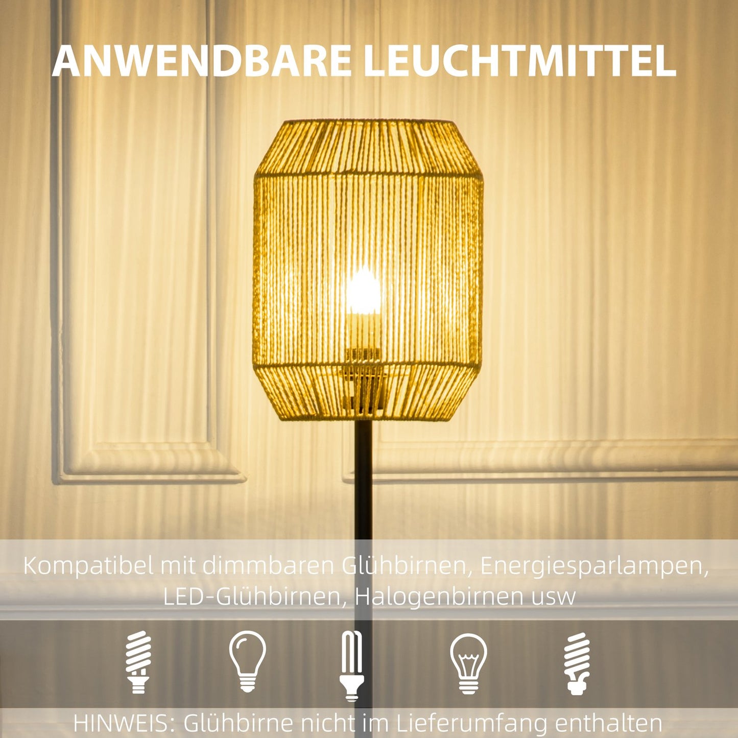 Lamp set of 2 - floor and table, E27 base, linen shade