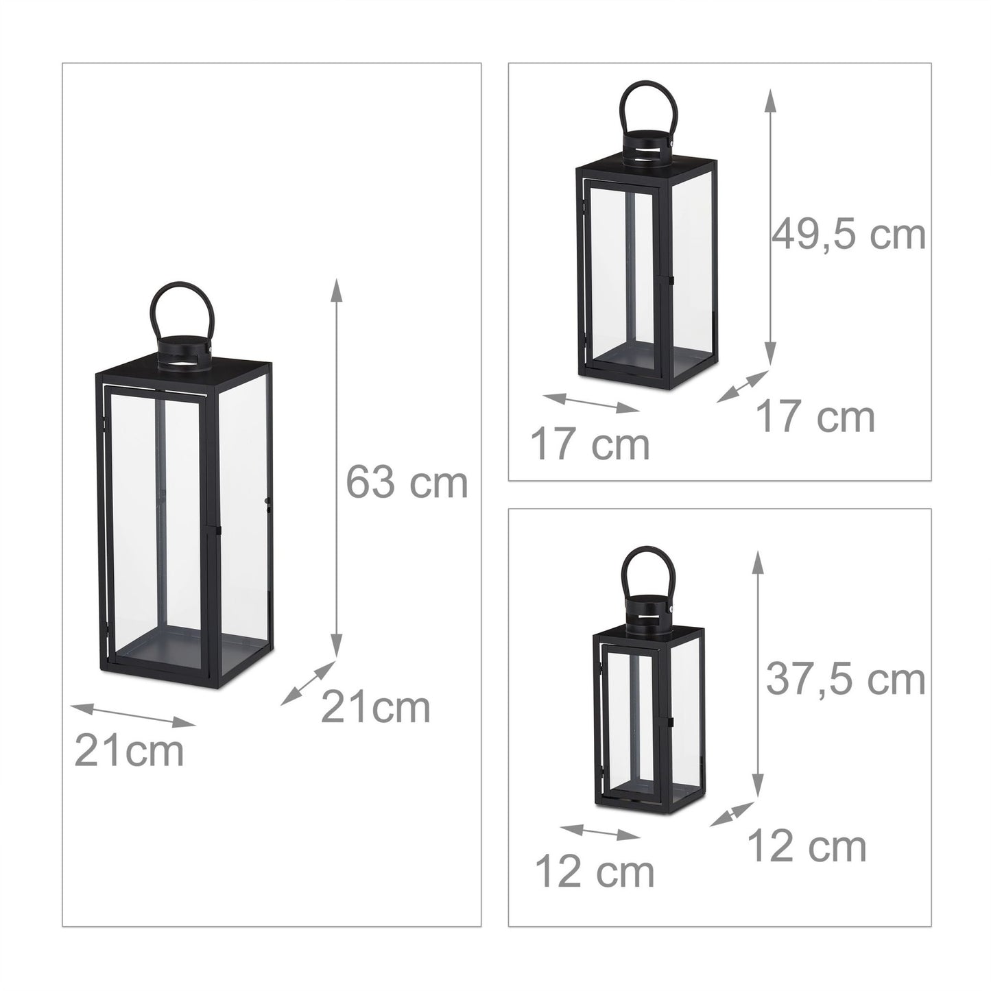 Lanterns 3 pcs. black
