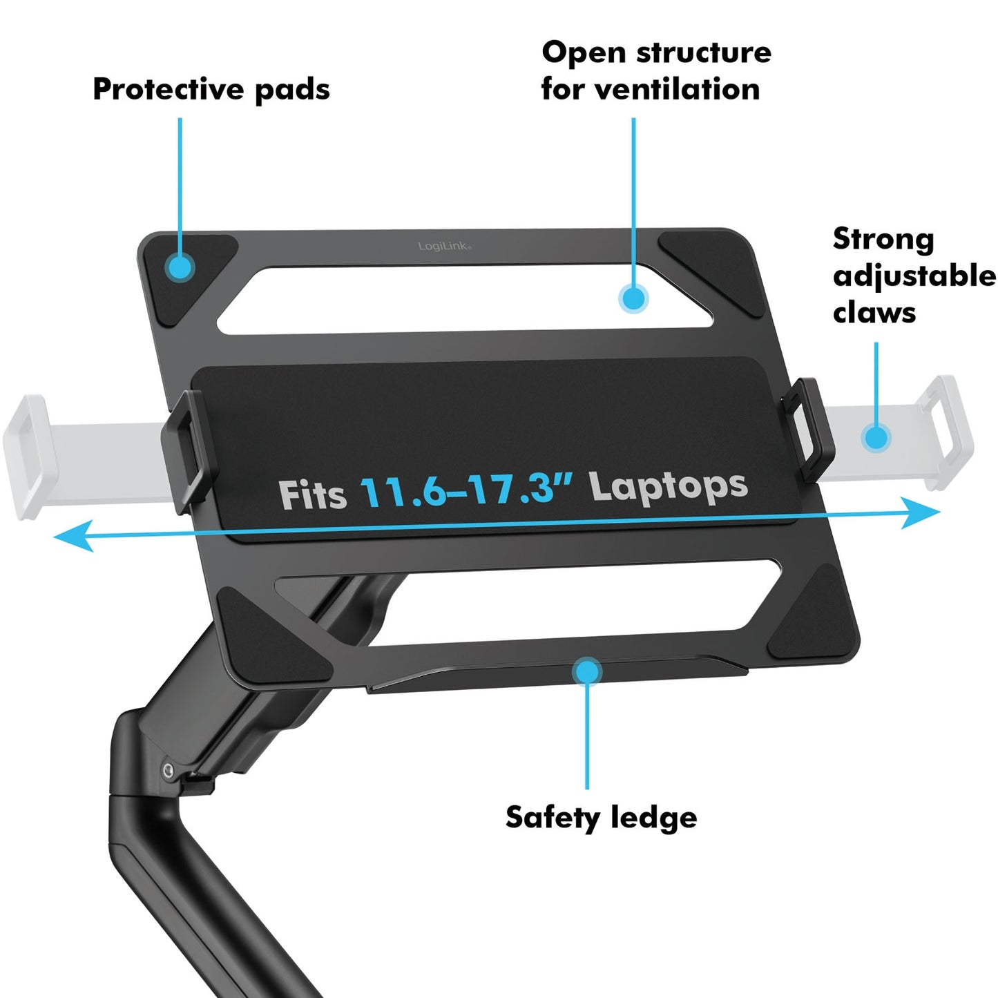 Laptop holder for monitor arm VESA 75x75