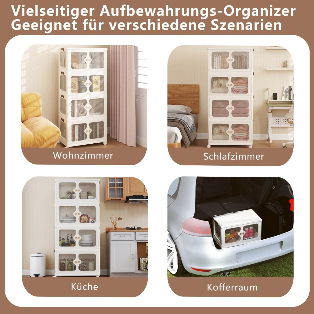 Large 212L Storage Box with Lid, Wheels, Clear Doors