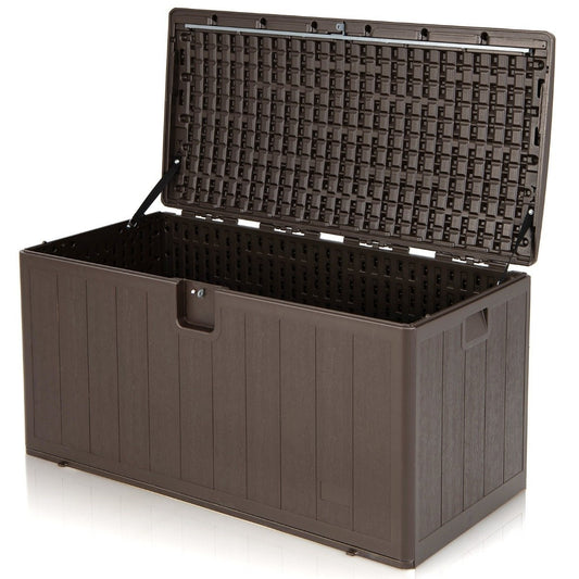 Large 400L Capacity Storage Box Sun Protected Chest 127.5 x 64 x 64 cm Brown