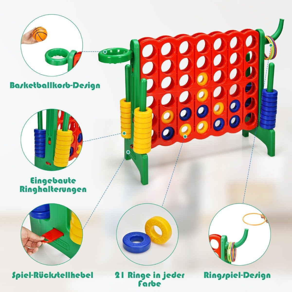 Large 4-in-a-row Jumbo 4-in-a-row set 84 x 33 x 79 cm red + green