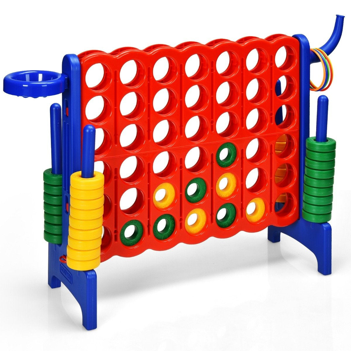 Large 4-in-a-row jumbo 4-in-a-row set for children & adults 84 x 33 x 79 cm red + blue