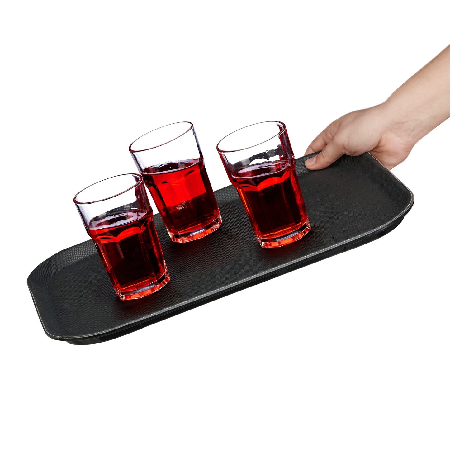 Large Black Serving Tray, 41x30cm, Non-Slip