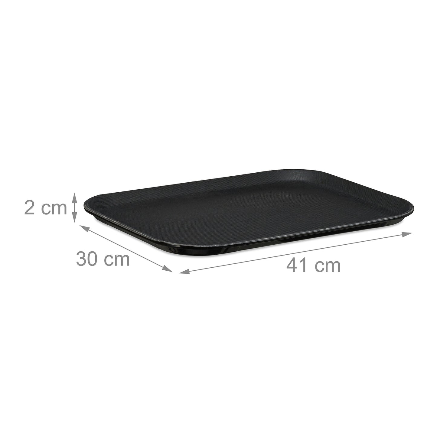 Large Black Serving Tray, 41x30cm, Non-Slip