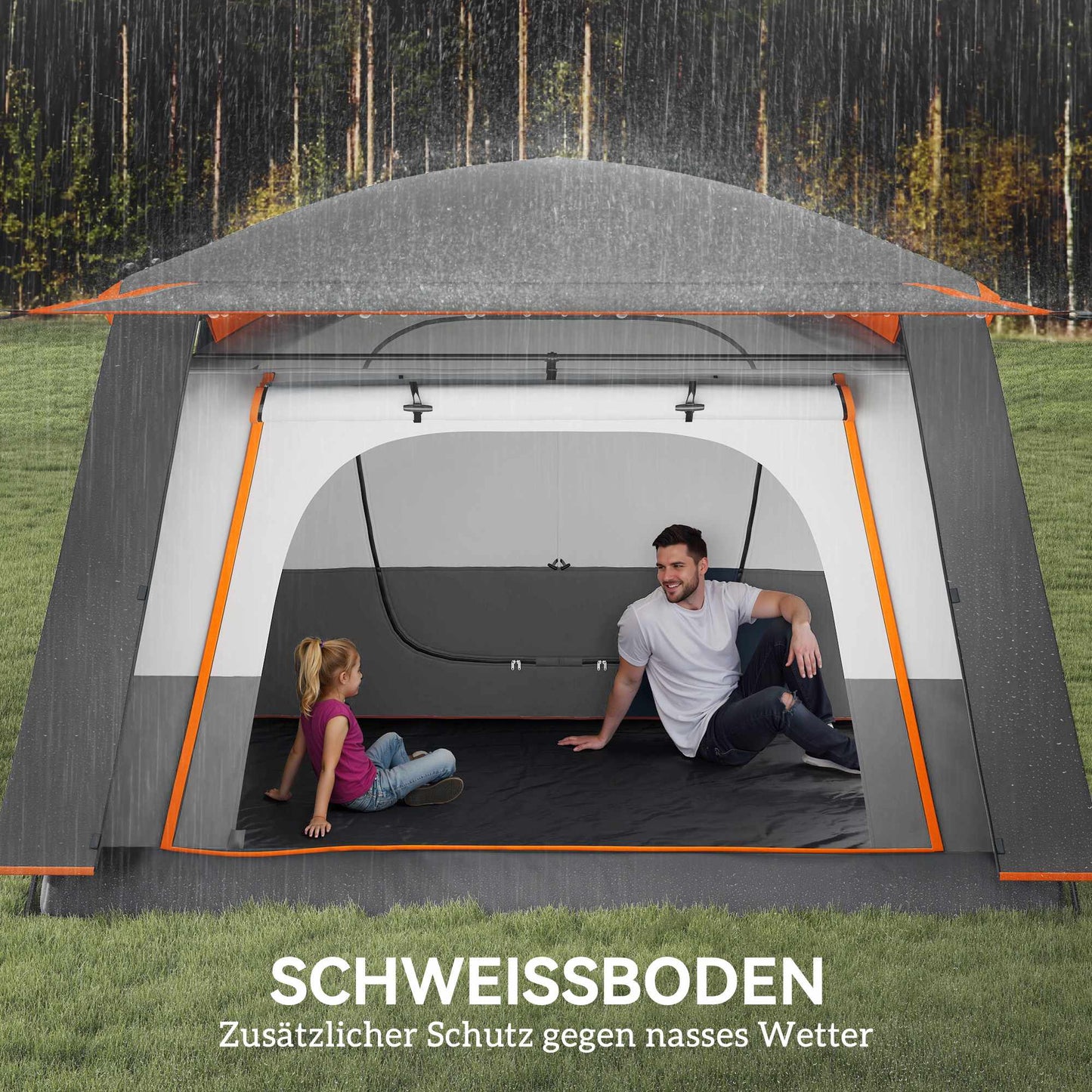 Large Camping Tent, 4-6 Person, 2 Rooms, Waterproof