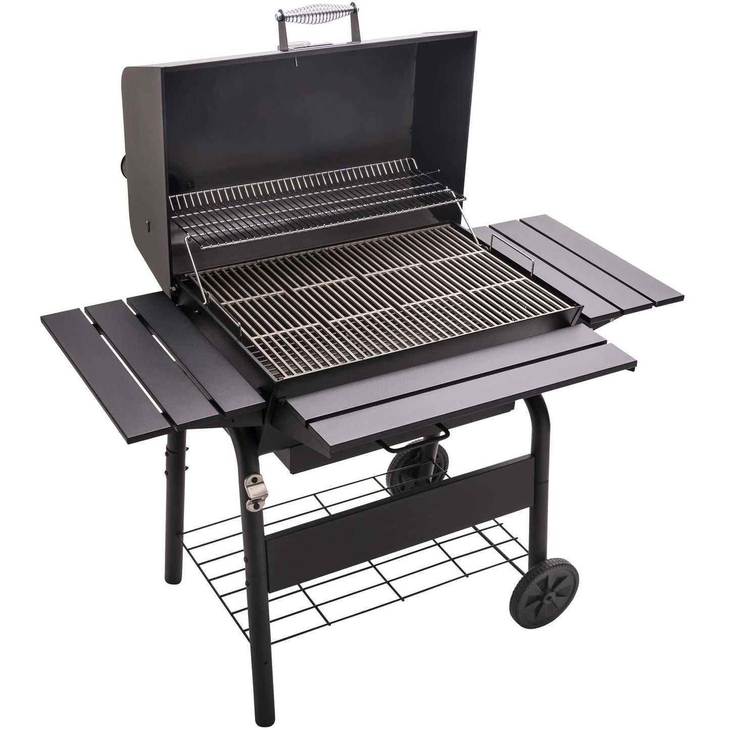 Large Charcoal Grill with Adjustable Grate and Thermometer