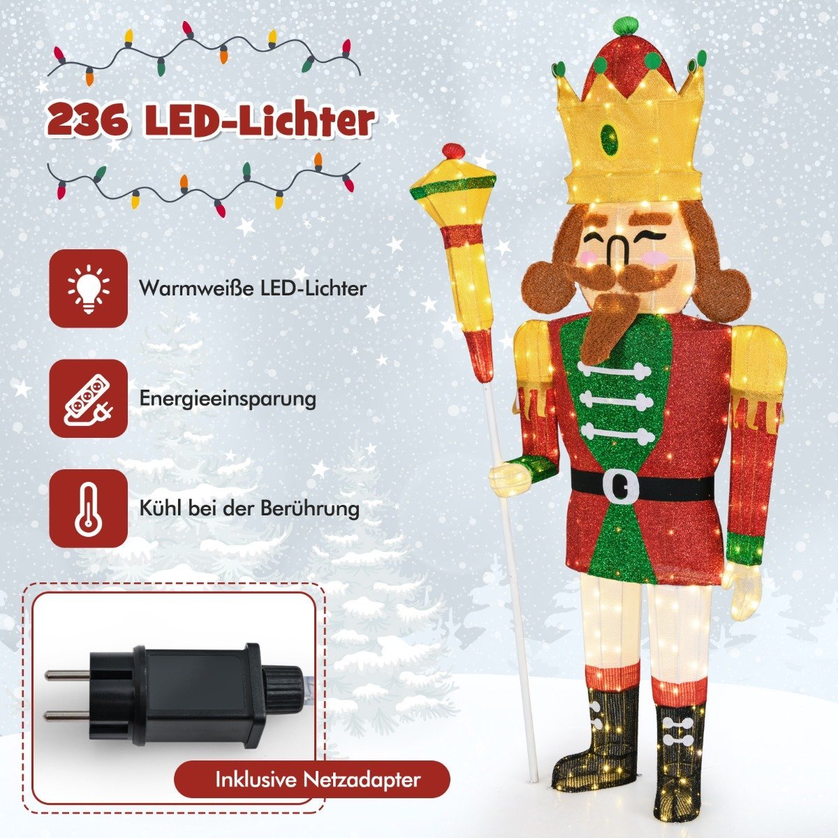 Large Christmas Nutcracker Figure with LED Lights XXL Illuminated Christmas Decoration