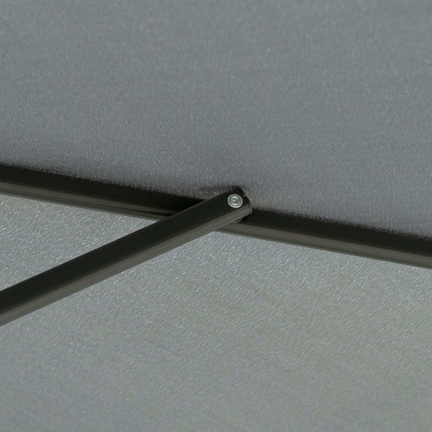 Large Dark Grey Patio Umbrella with Stand, Metal Frame