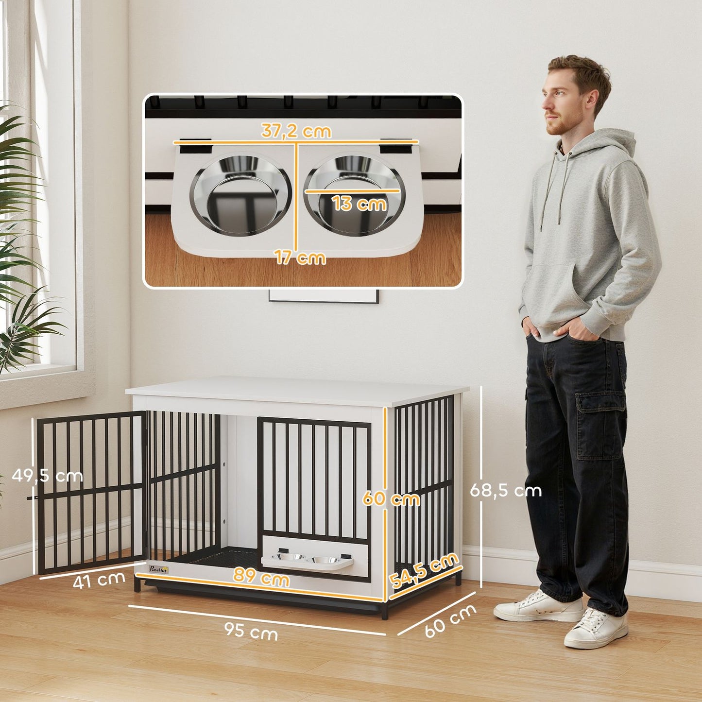 Large Dog Crate, Lockable, Easy Access, Swivel Bowl Holder