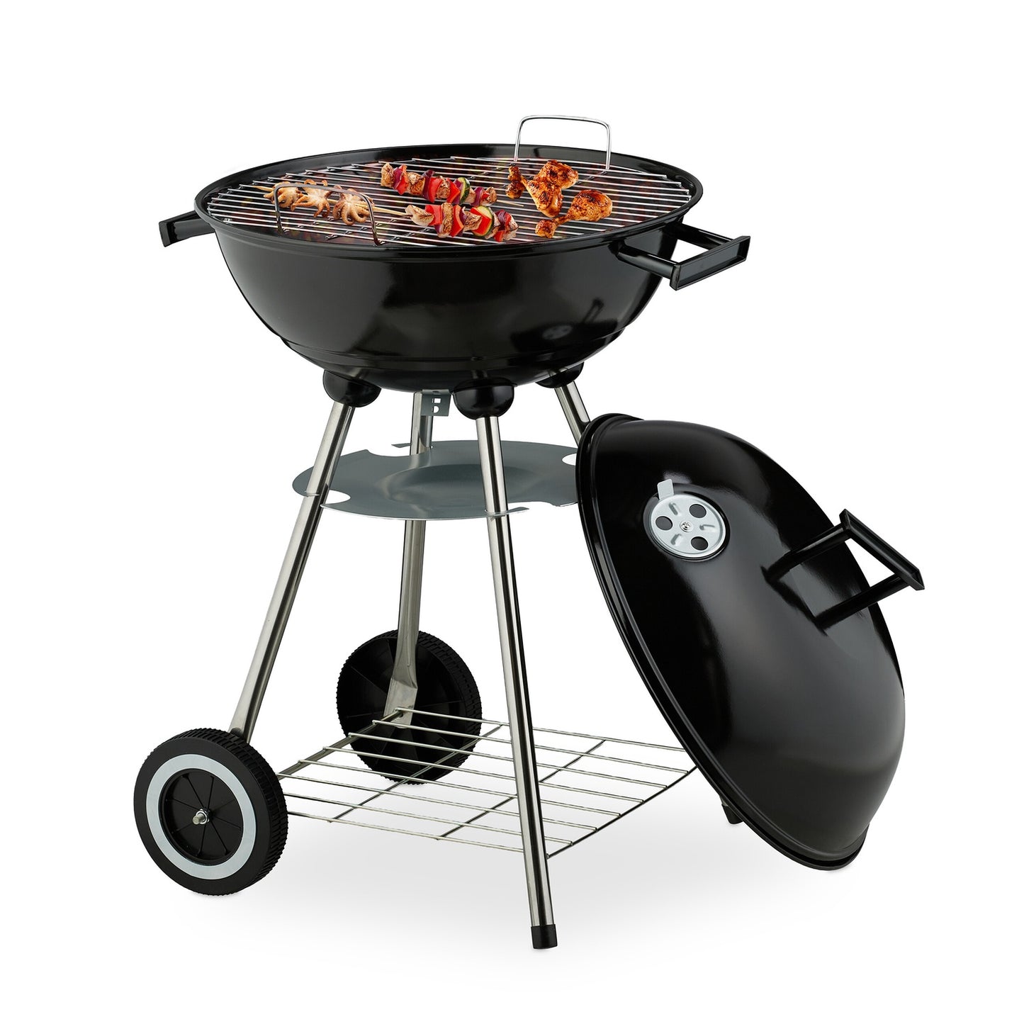 Large Kettle BBQ Grill with Wheels and Ash Collector