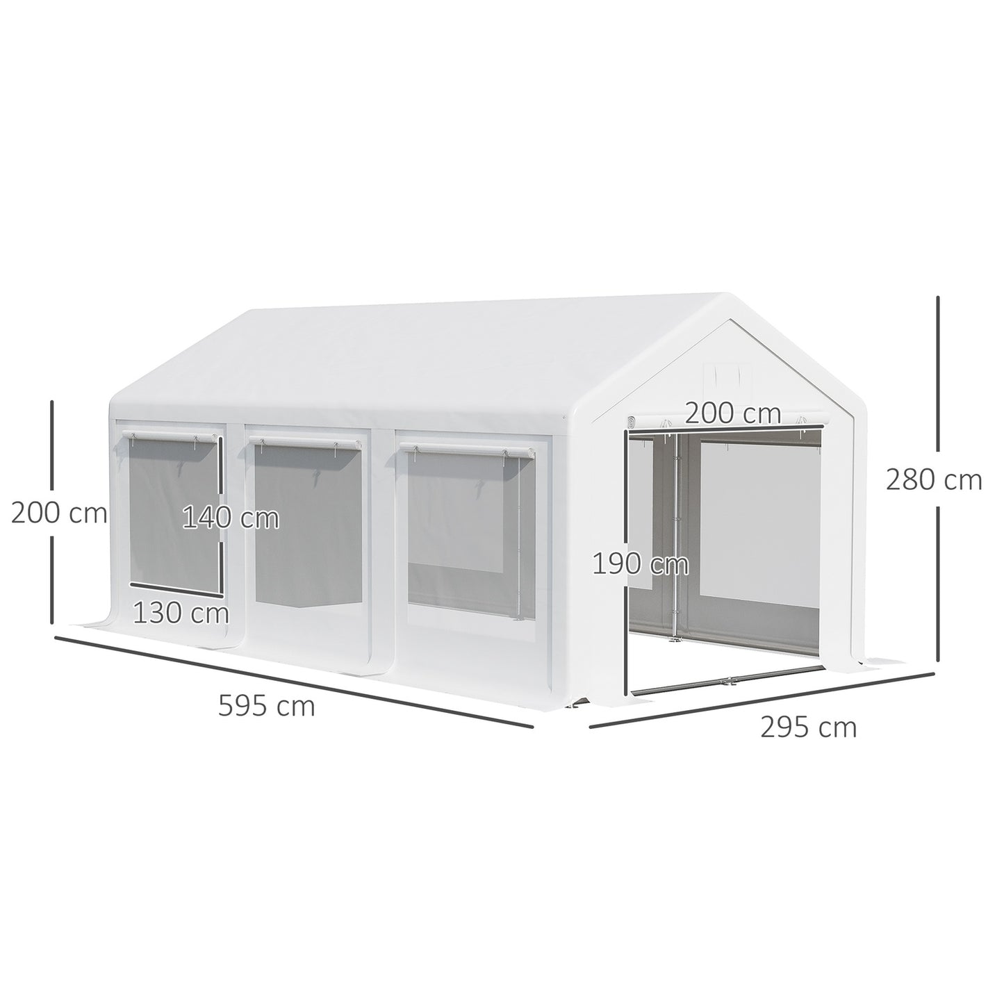Large White Outdoor Party Tent - 6x3M, Removable Walls
